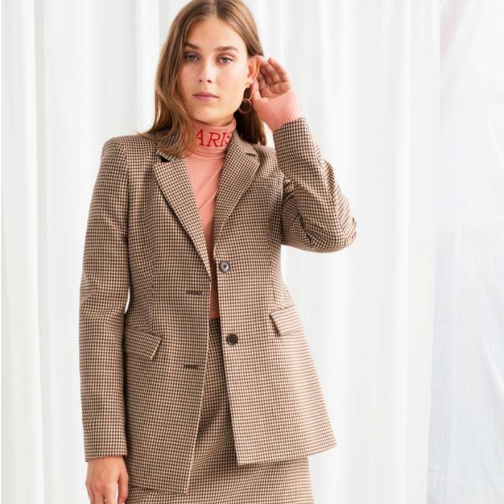 & Other Stories Hourglass Houndstooth Blazer NWT